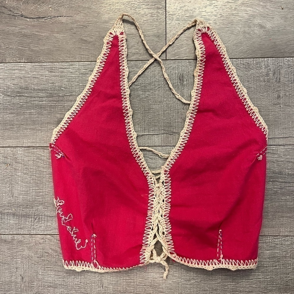 Barbie Pink Handmade Crochet Crop Top - Picture 1 of 4
